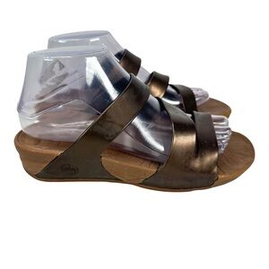 FitFlop Superjelly Twist Slide Sandals Brown Size 7 Strappy Summer Comfort